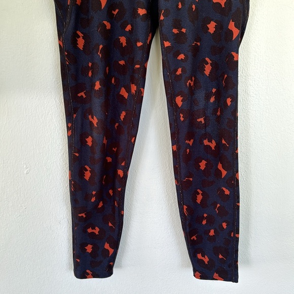 SAGE Collective navy blue orange leopard matching crop top leggings set size XS - Picture 5 of 9